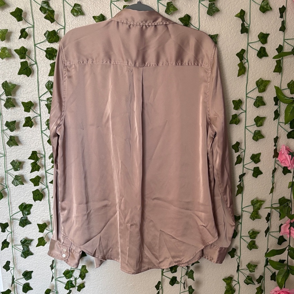 Dylan Women's Casual Taupe/Pink Button Down Shirt - Picture 5 of 5